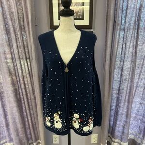 Vintage Breckenridge Navy Snowman Vest